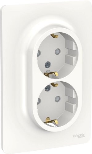 Розетка с заземлением Schneider Electric Unica New 1-м. 2 мод. шторки белый картинка